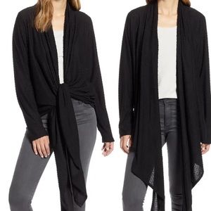 Loveappella Drape Tie Front Cardigan